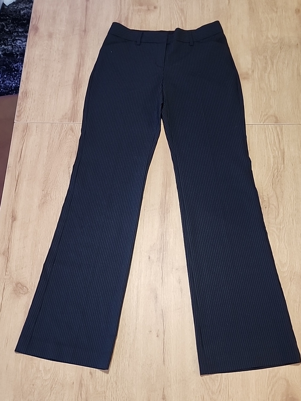 Express Editor Black Pinstripe Boot-Cut Pants